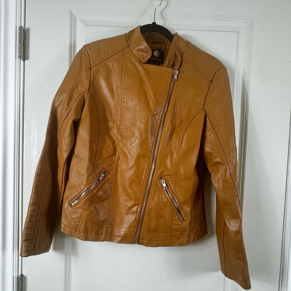 Women's Tan PU Leather Jacket